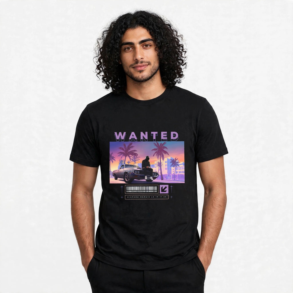 T-Shirt GTA Humour Wanted - Black