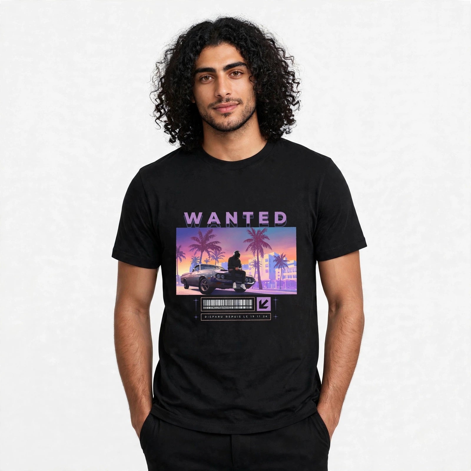 T-Shirt GTA Humour Wanted - Black
