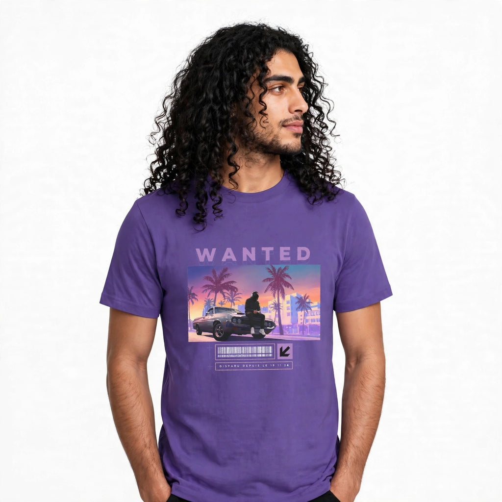 Copy of Copy of T-Shirt GTA Humour Wanted - Purple